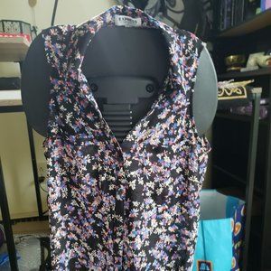 Women's Express Floral Pattern Button Up Tank Top Small